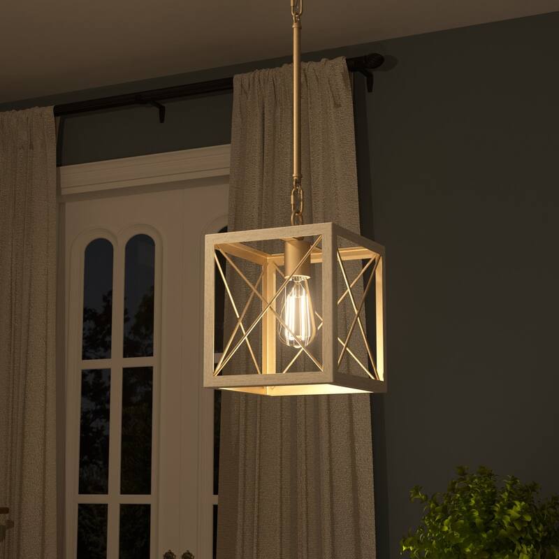 Acroma 1-light Farmhouse Rustic Rectangle Kitchen Island Pendant Light - 8 inches