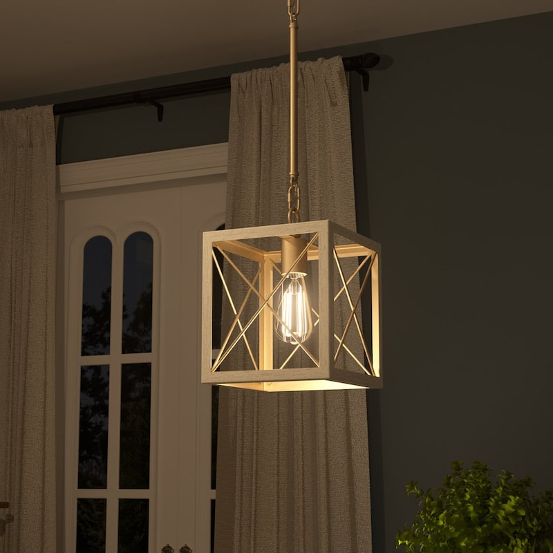 Kiro 1-light Modern Farmhouse Rectangle Pendant Light with UL Certified