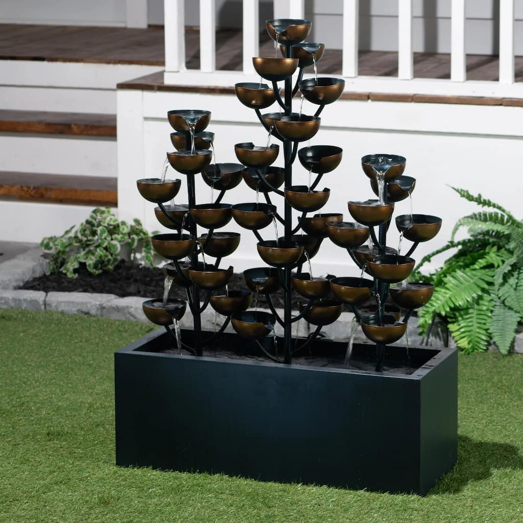 Multi Level Cascading Tri Stacked Cups Fountain - 42"