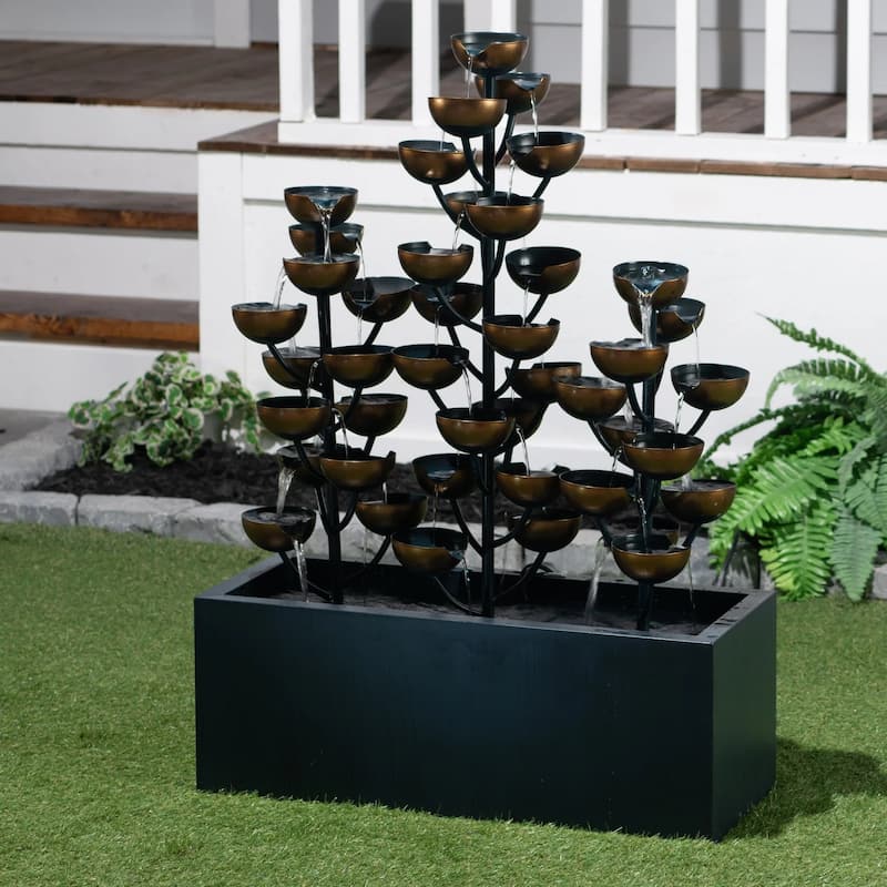 Multi Level Cascading Tri Stacked Cups Fountain - 42"
