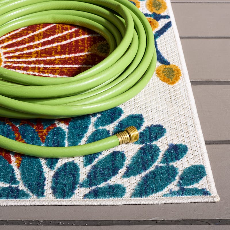 SAFAVIEH Cabana Hillechien Indoor/ Outdoor Waterproof Patio Floral Rug