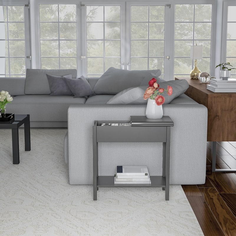 Hastings Home Flip Top End Table with Storage - 22.75” x 11” x 24”