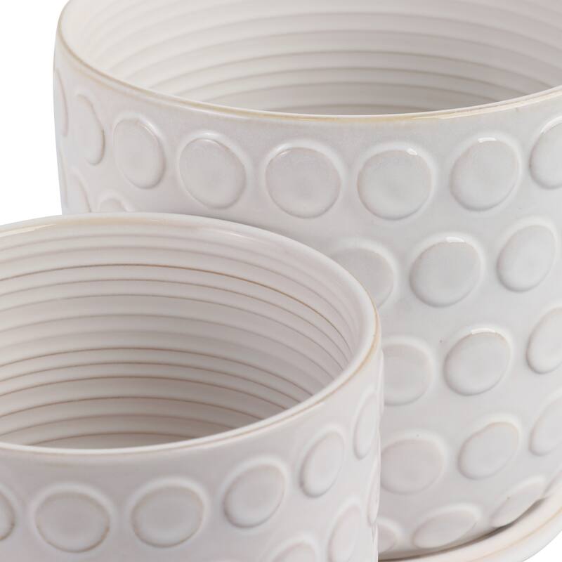 Ceramic Circular Saucer Planters Set of 2 - 6/8 in.