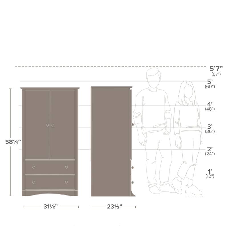 Porch & Den Commerce Black 2-drawer Armoire - 31.5" W x 58.75" H x 22" D