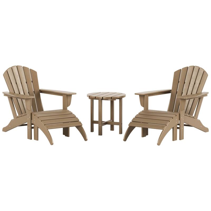 Altura Outdoor Eco-Friendly All Weather Adirondack Chair with Ottoman and Side Table (5-Piece Conversation Set)