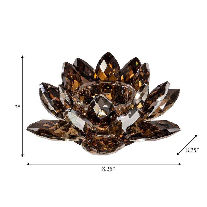 Iridescent Glass Crystal Lotus Votive Candle Holder