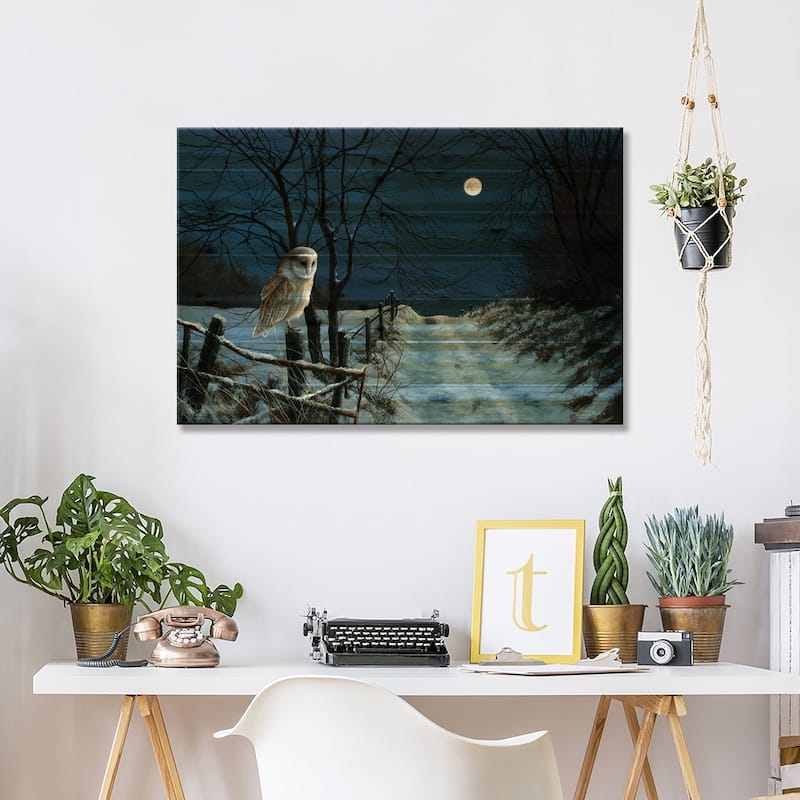 Hunter's Moon - Barn Owl Print On Wood by Jeremy Paul - Multi-Color