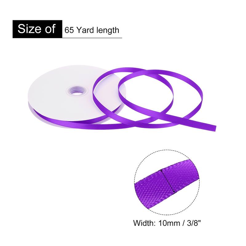 Satin Ribbon Grosgrain Valentine Solid Double Face Wedding Ribbon - Dark Purple - 3/8" x 65 Yard