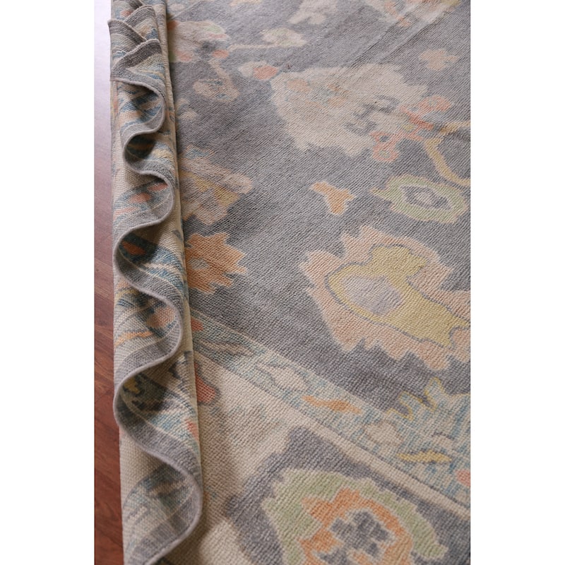 Hand Knotted Oriental 100% Wool Carpet Transitional All-Over Greys & Charcoal Oushak Area Rug - 13' 9'' X 10' 0''