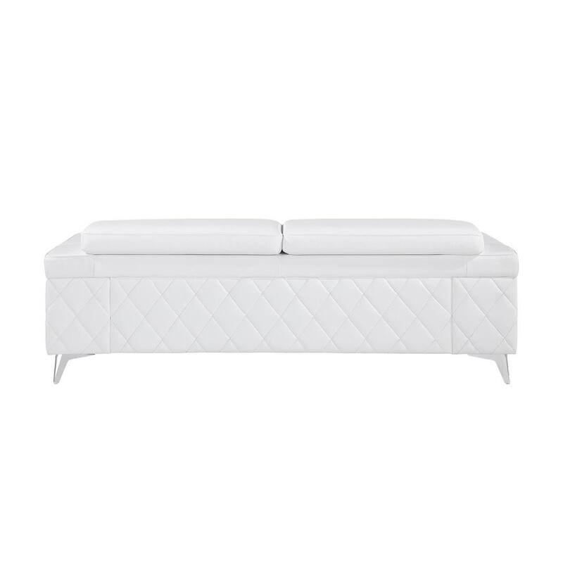 HomeRoots White Top Grain Leather Five Person Seating Set