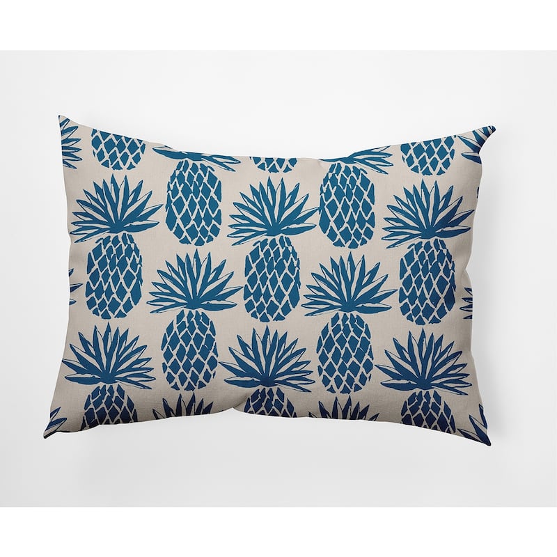 Pineapple Stripes Indoor/Outdoor Throw Pillow - 14" x 20" - Autumn Blue