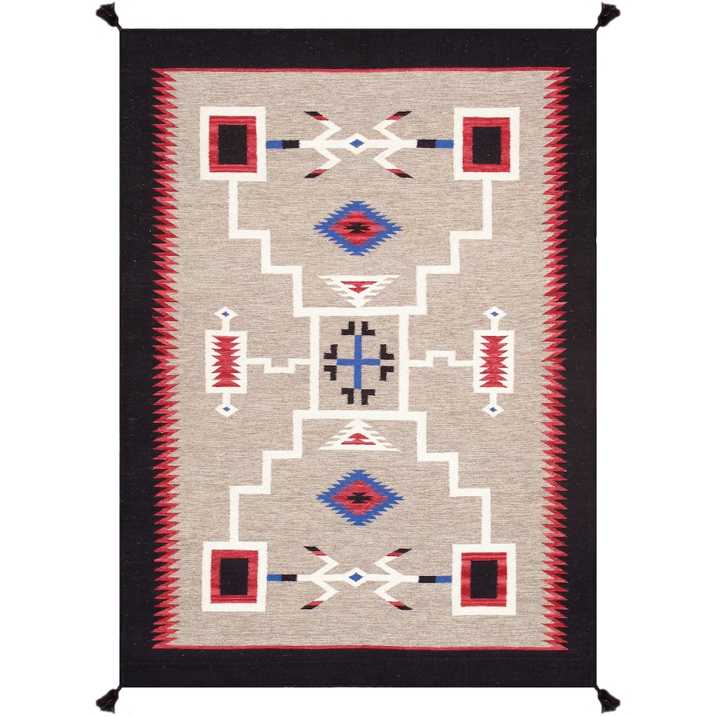 Pasargad Home Tuscany Reversible Wool Mocha Area Rug - 5' 0'' X 6'11''