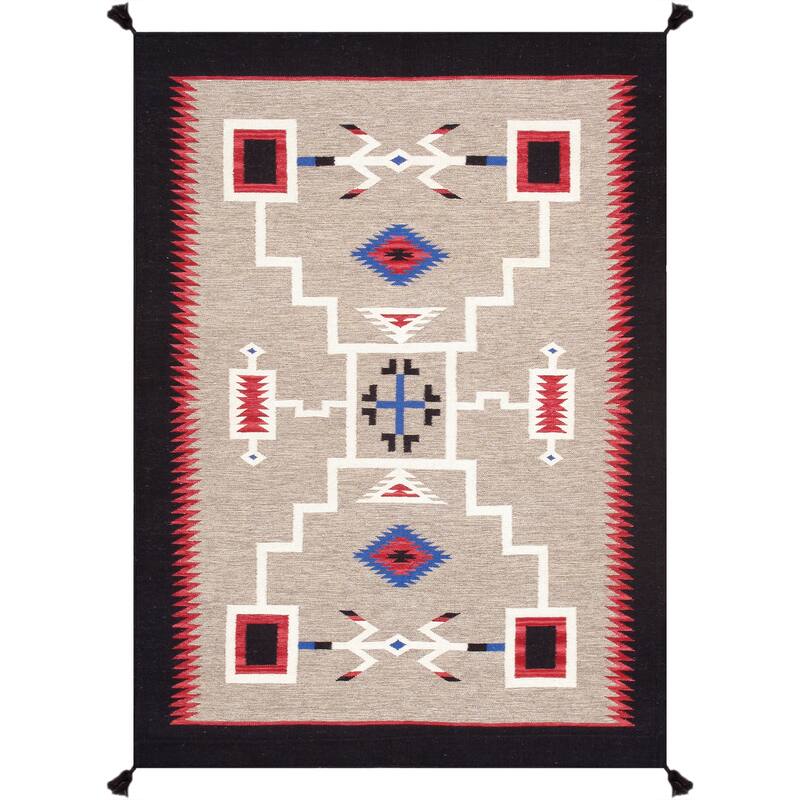 Pasargad Home Tuscany Reversible Wool Mocha Area Rug - 5' 0'' X 6'11'' - 5' 0'' X 6'11'' - Mocha