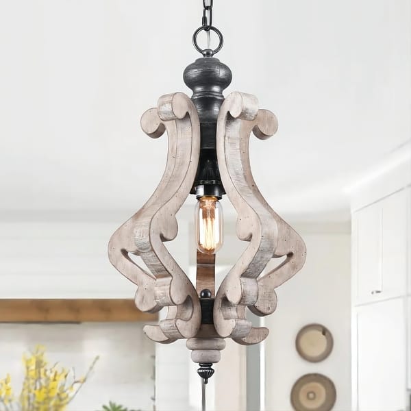 slide 2 of 37, Oaks Aura Rustic Wood Pendant Light Kitchen Island Light, Farmhouse Hallway Chandelier, Dining Pendant Light