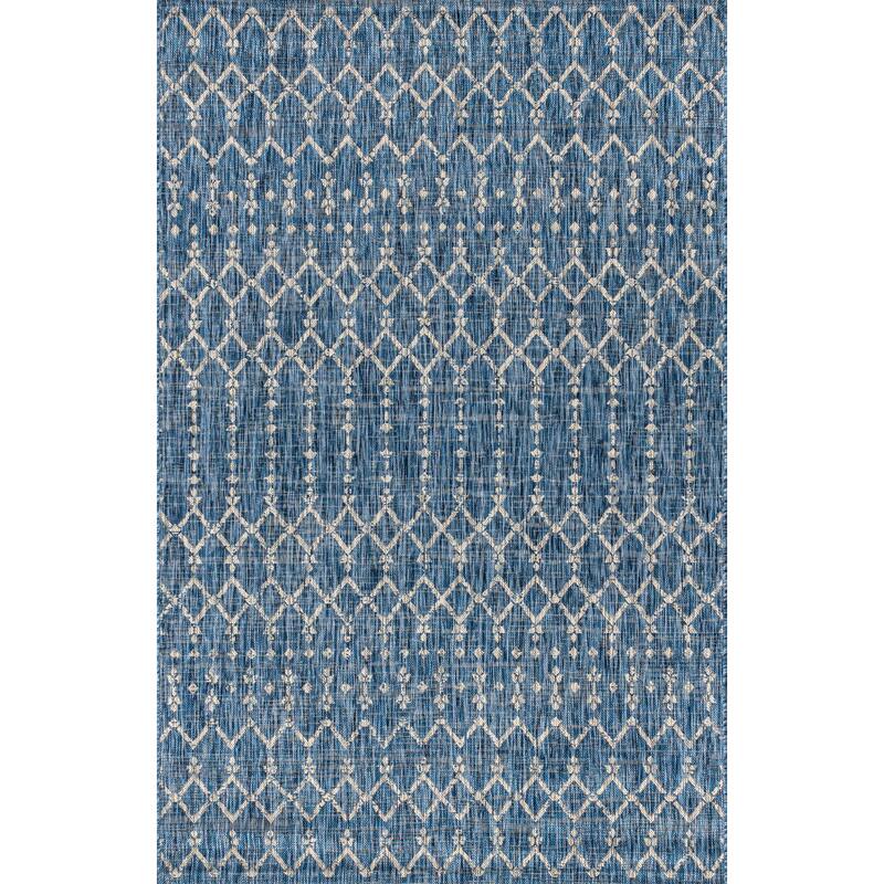JONATHAN Y Trebol Moroccan Geometric Textured Weave Indoor/Outdoor Area Rug - 8 X 10 - Navy/Light Gray