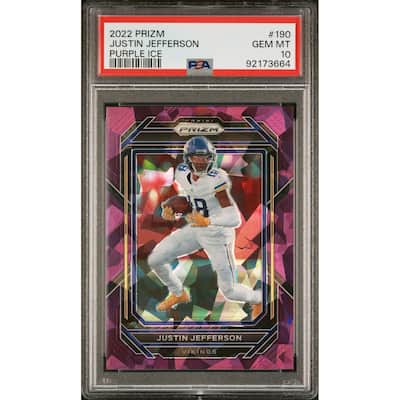 Justin Jefferson 2022 Panini Prizm Purple Ice Football Card #190 Graded PSA 10 71/225 - 190