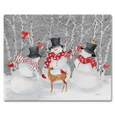 Counterart Glass Cutting Board Counter Saver 12"x15" , Snow Day - 12x15x.197