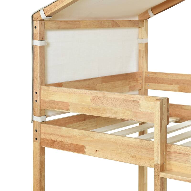 House Bed Twin Over Twin Bunk Bed Wood Platform Bed Frame
