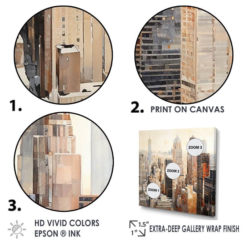 Designart "Ivory Infinity Skyscraper Cityscape" Skyscrapers Wall Art