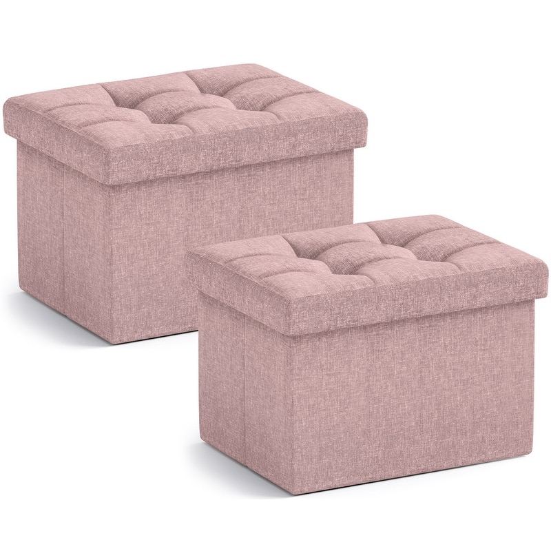 2 Pack Small Rectangle Foldable Storage Ottoman