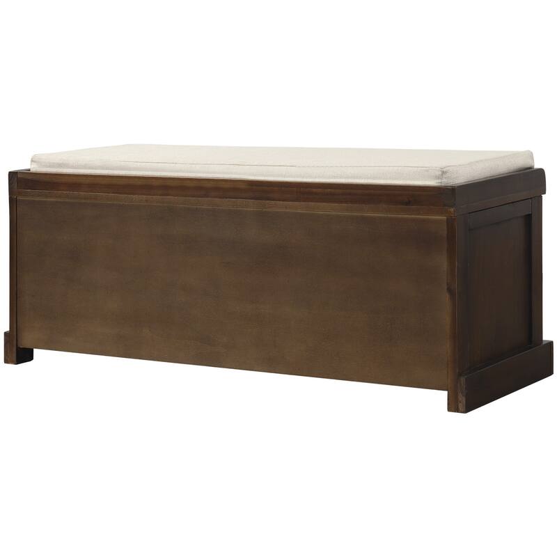 Charming Rustic Storage Bench with Removable Cushion & 3 Rattan Baskets for Organized Spaces