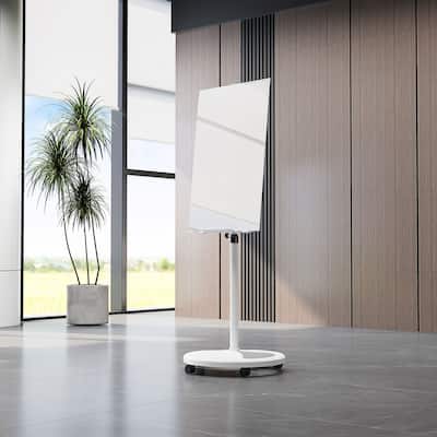 Tempered Glass Whiteboard With Casters Locking System Removable Adjustable Height Heavy-duty Dry Erase Whiteboard