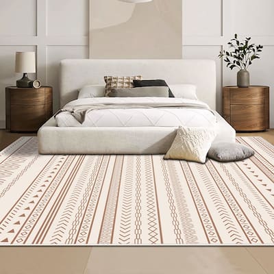 5x7 Wool Area Rug,Modern Non-Slip Washable Zebra Carpet,Living/Bedroom - 5' x 7'