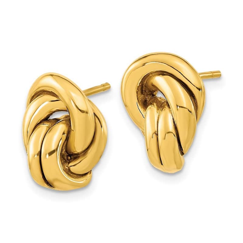 Curata 14k Yellow Gold Polished Unusual Love Knot Post Earrings 15.4x10.6mm