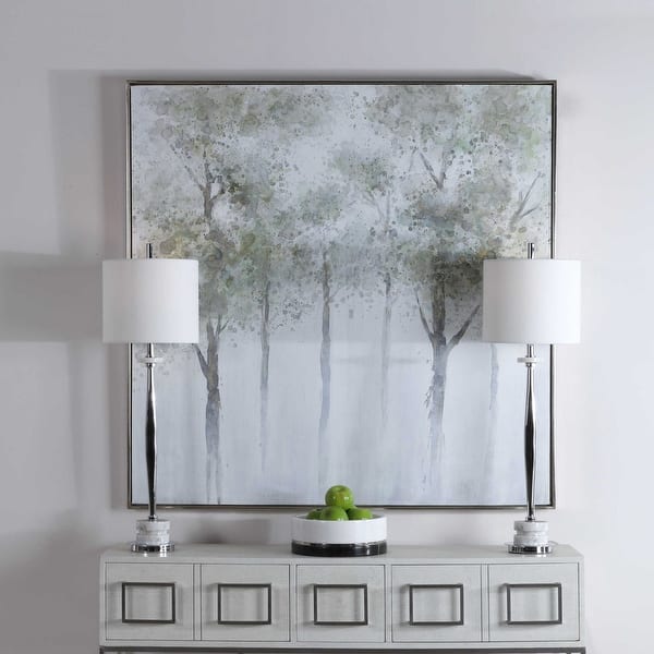 Shop Green And Gray Abstract Forest Printed Landscape Wall Art 51