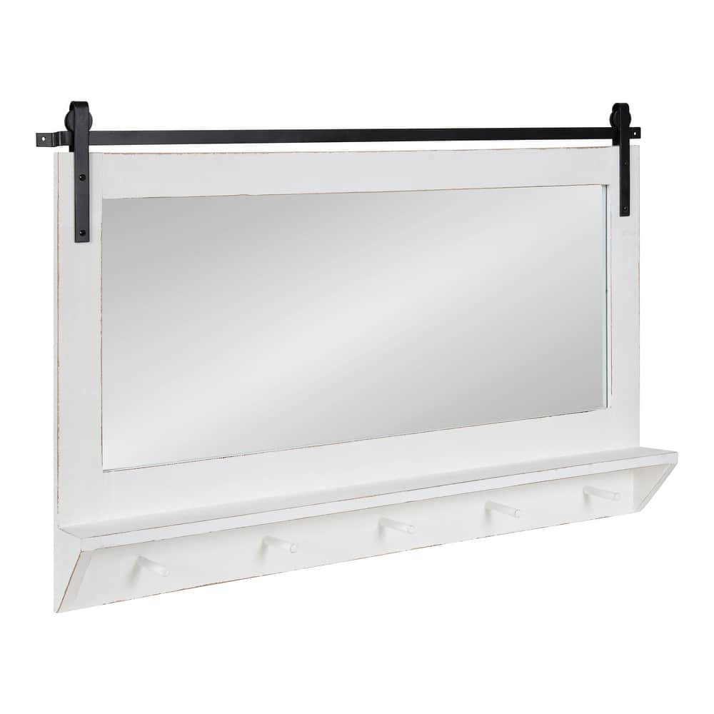 Kate and Laurel Cates Framed Wall Mirror with Shelf and Hooks