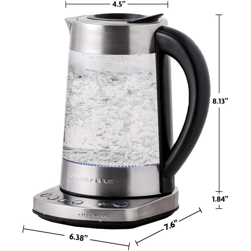 OVENTE 7-Cup Glass Cordless Body Electric Kettle with Stainless