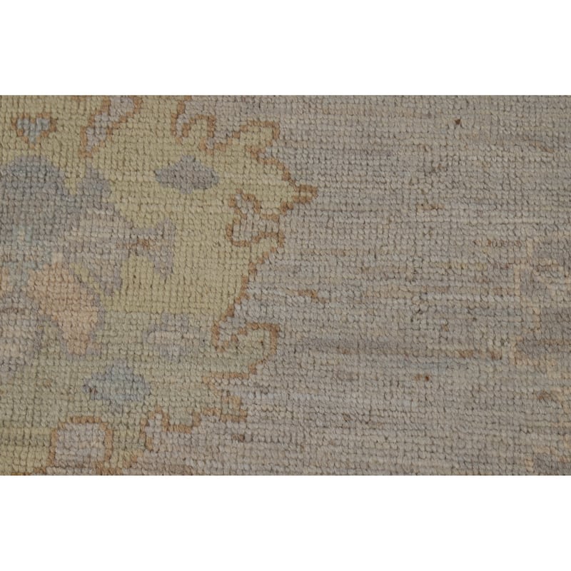 Vegetable Dye Oushak Turkish Area Rug Hand-Knotted Grey Wool Carpet - 9'2" x 12'4"