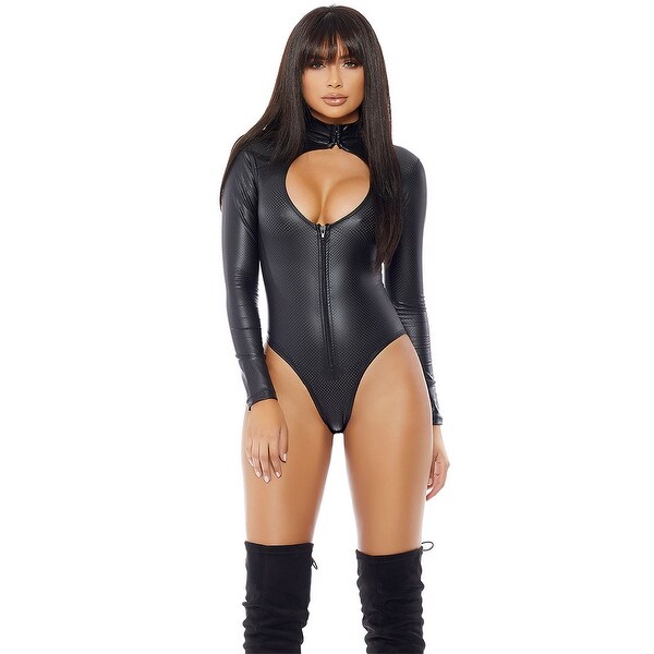 black vinyl bodysuit