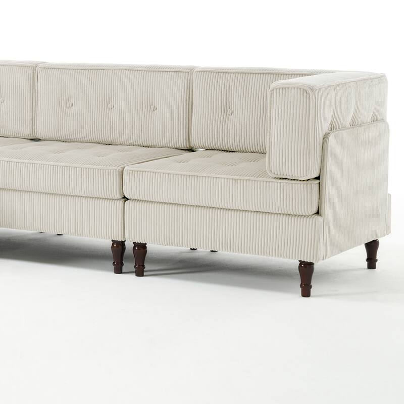 4-Piece 98" W Upholstered Modular Corduroy Sectional Sofa