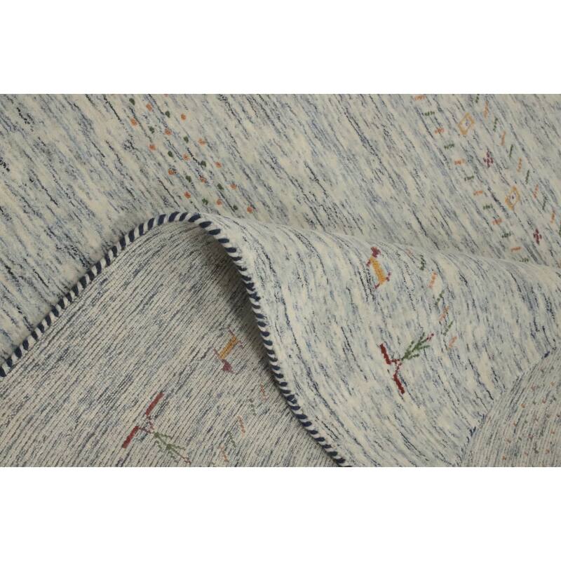 Hand Knotted Oriental 100% Wool Carpet Tribal Animal Pictorial Navy Blue & Blues Gabbeh Area Rug - 7' 9'' X 5' 1''