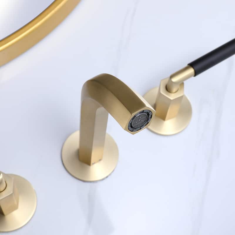 Two Handles Wall Mounted widespread Bathroom Faucet