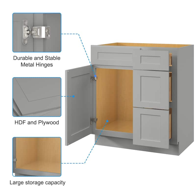 30-inch Bathroom Cabinet with Soft-Close Doors, Versatile Storage, and Waterproof MDF