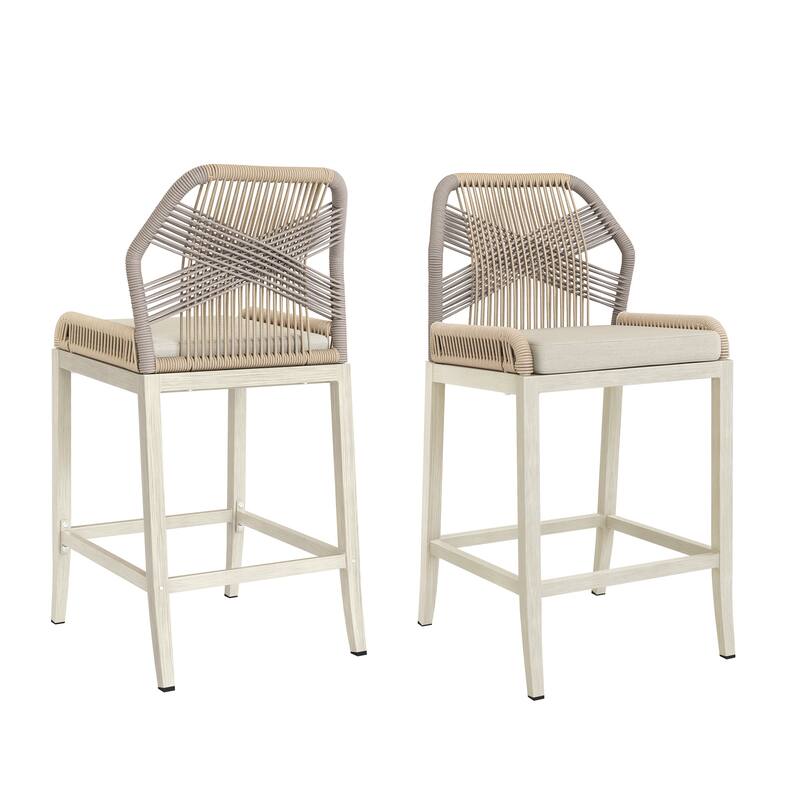 Modern Aluminum Counter Height Bar Stools, Upholstered Counter Stools with Back - 27.5"H