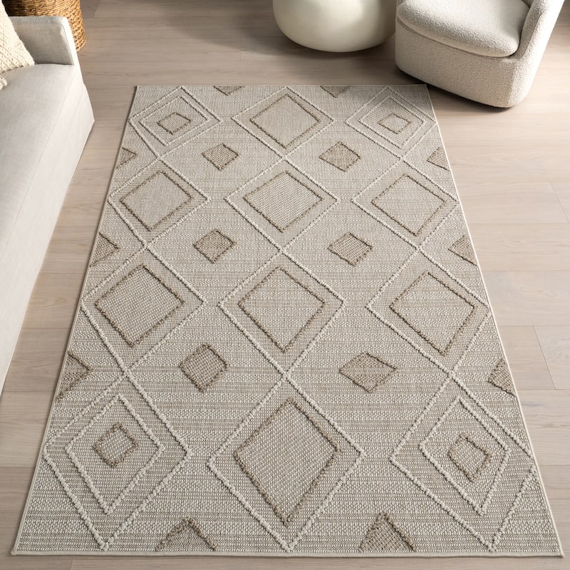 Nuloom Maline Geometric Indoor/Outdoor Area Rug - 5' x 8' - Beige