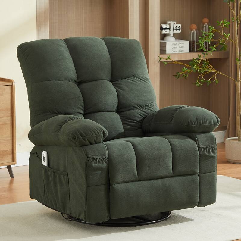 Massage Recliner Chair with Vibration and Lumbar Heating 350LB Capacity Swivel Rocker