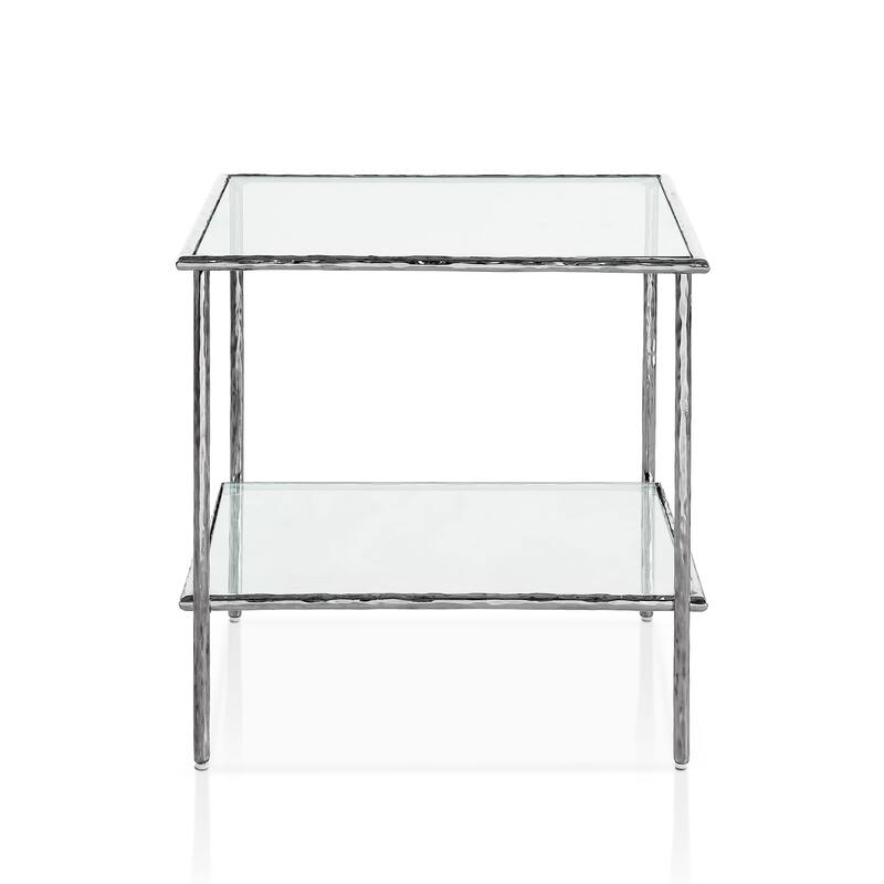 Furniture of America Zayen Modern Hammered Metal 1-Shelf Side Table