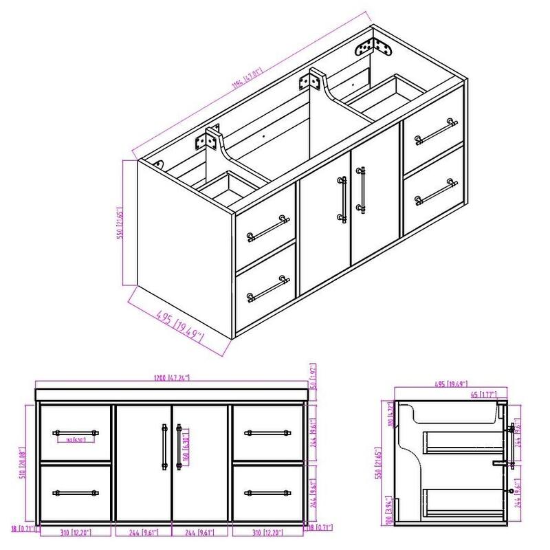 Victoria 48'' Wall-Mounted Vanity Set with Motion Sensor LED light Top Cabinet