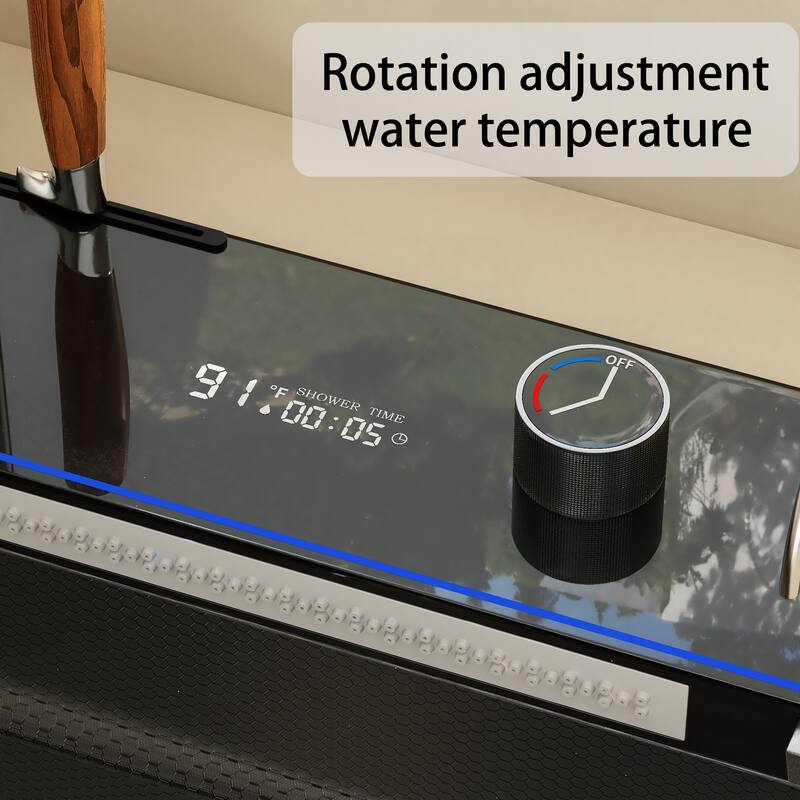 29.4 Inch Smart Kitchen Sink Workstation with LED Display, Multi-Function Faucet, Cutting Board & Drain Control