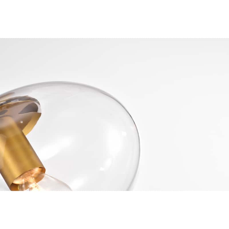 Tashan Aged Brass 3-Light Globe Clear Glass Shade Semi-Flush Mount