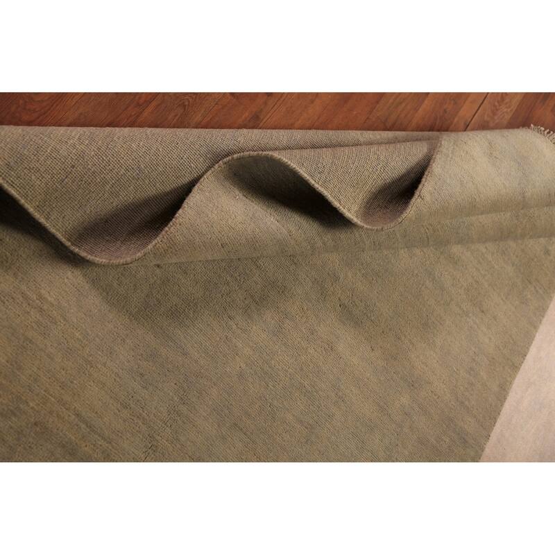 Gabbeh Modern Rug Hand-Knotted Beige Solid Wool Carpet - 4'0" x 5'11"