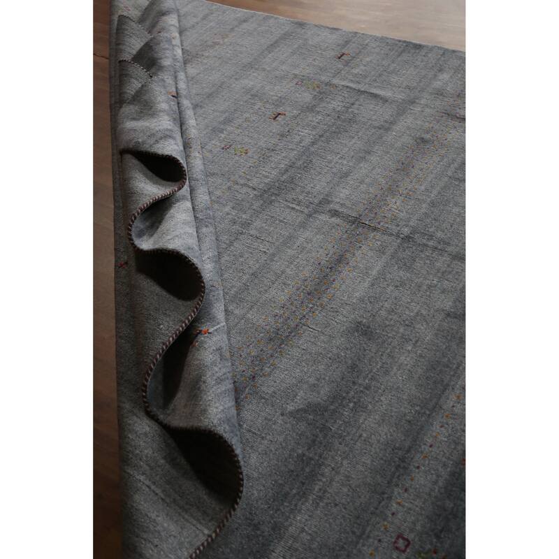Hand Knotted Oriental 100% Wool Carpet Tribal Tribal Greys & Charcoal Gabbeh Area Rug - 9' 8'' X 8' 1''