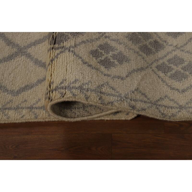 All-Over Trellis Moroccan Oriental Area Rug Hand-Knotted Wool Carpet - 5'0" x 8'1"