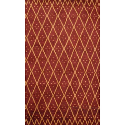 Hand Knotted Oriental 100% Wool Carpet Modern All-Over Oranges & Rust Moroccan Area Rug - 7' 9'' X 5' 0''