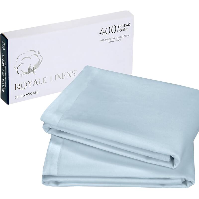 Royale Linens 400 Thread Count Cotton Pillowcase Set of 2