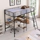 preview thumbnail 8 of 12, Twin Size Metal Loft Bed And Built-In Desk And Shelves